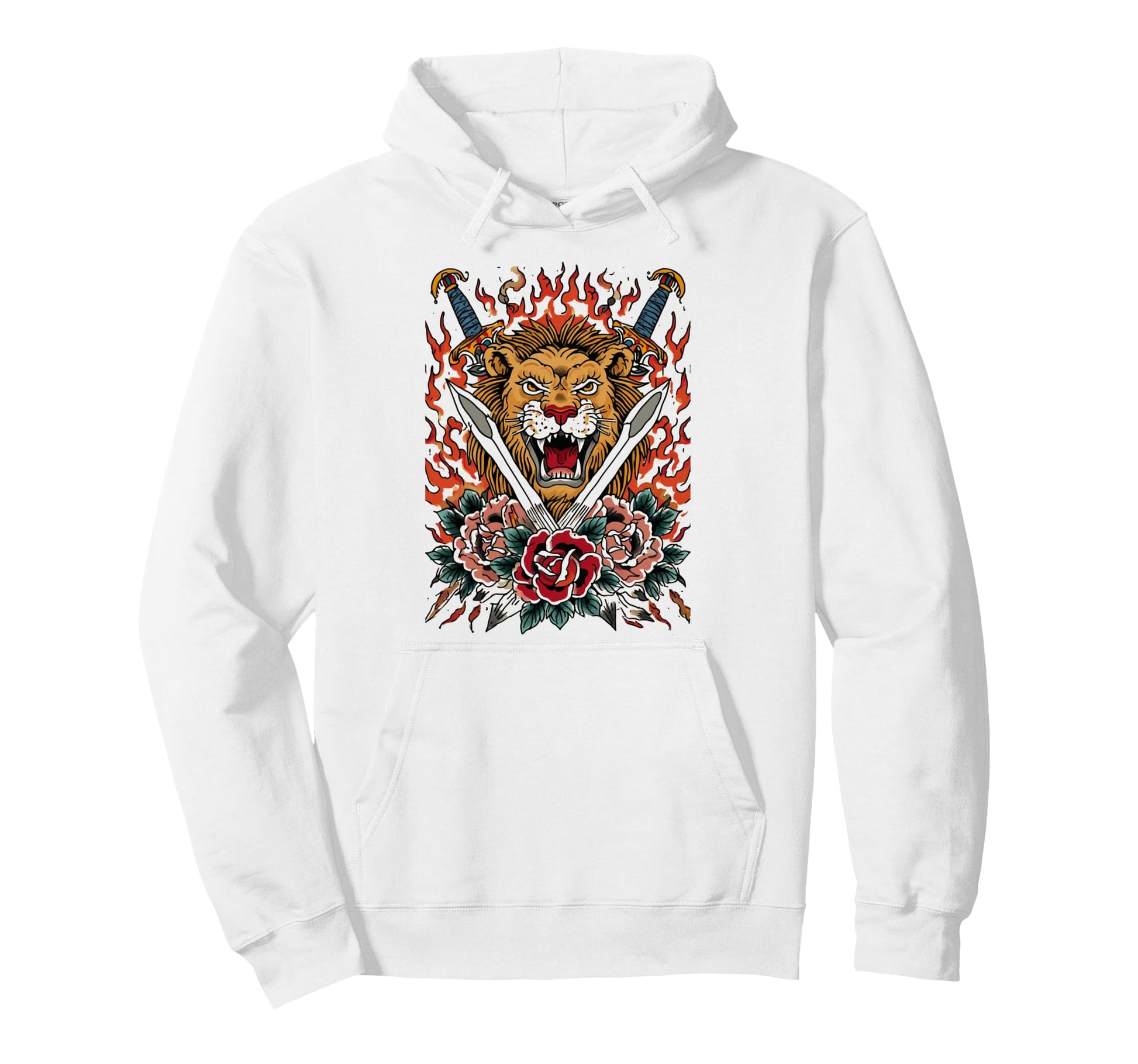 Tattoo Art Lion Hoodie - Aesthetic Graphic for Adults - T-Shirt, Sweatshirt, Hoodie