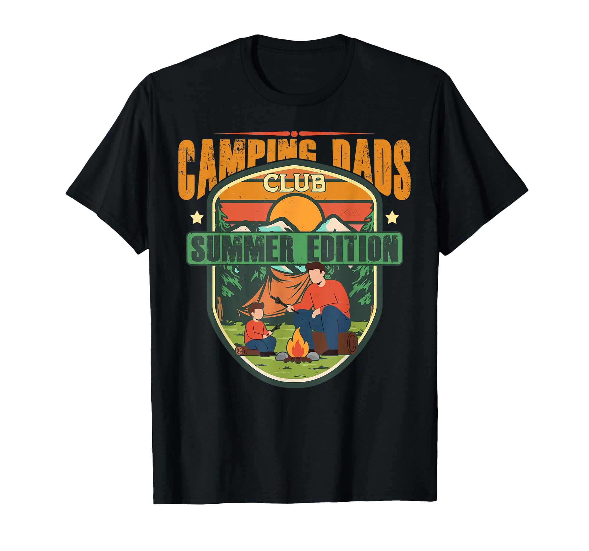 Camping Dads Club Summer Fire Funny T-Shirt - Minimalist Print Men Women - T-Shirt, Sweatshirt, Hoodie
