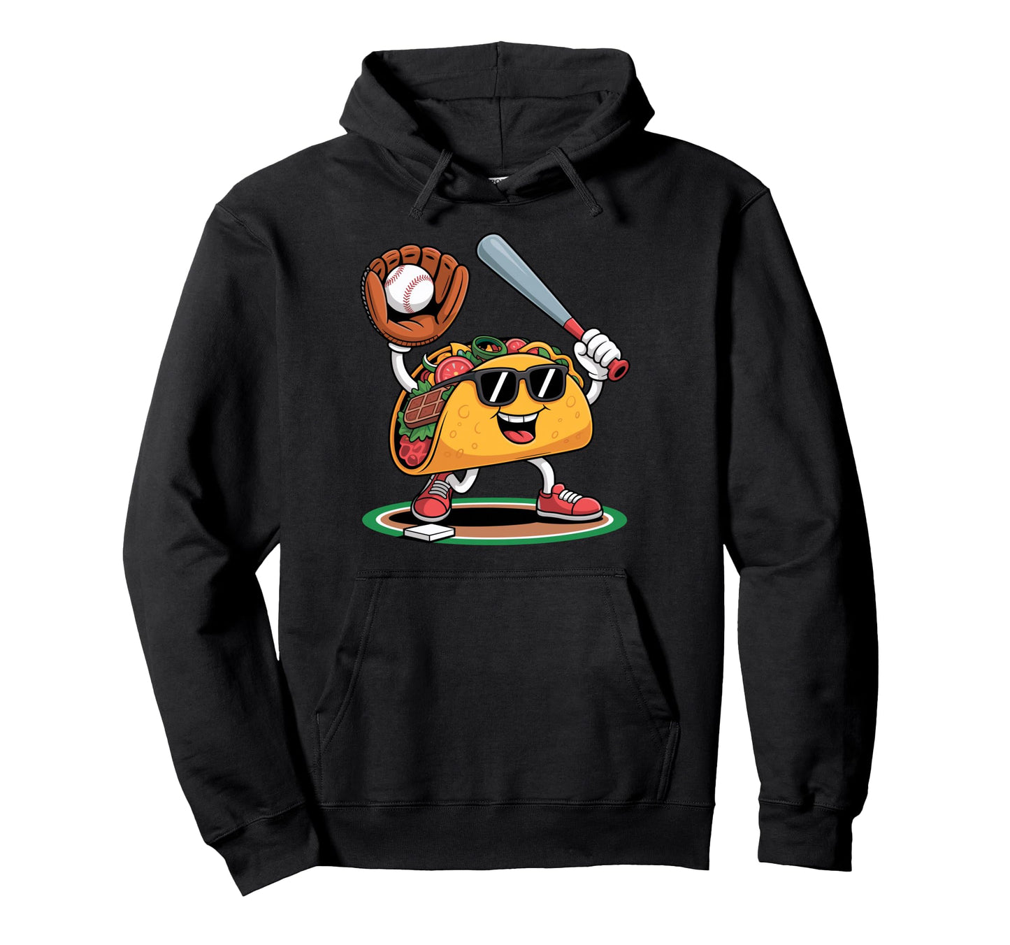 Funny Taco Baseball Player Coach Dad Hoodie - Minimalist Print Men Women - T-Shirt, Sweatshirt, Hoodie