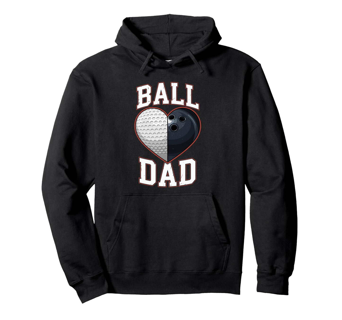 Ball Dad Heart Golf And Bowling Hoodie - Fun Novelty Design for Adults - T-Shirt, Sweatshirt, Hoodie