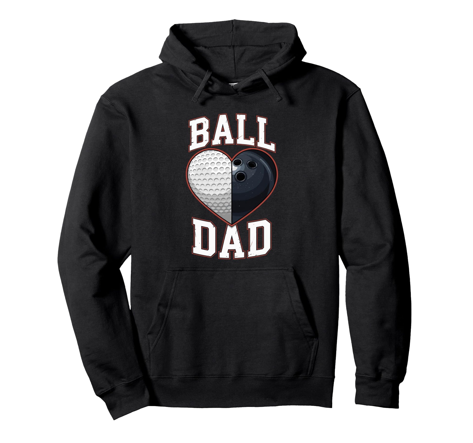Ball Dad Heart Golf And Bowling Hoodie - Fun Novelty Design for Adults - T-Shirt, Sweatshirt, Hoodie