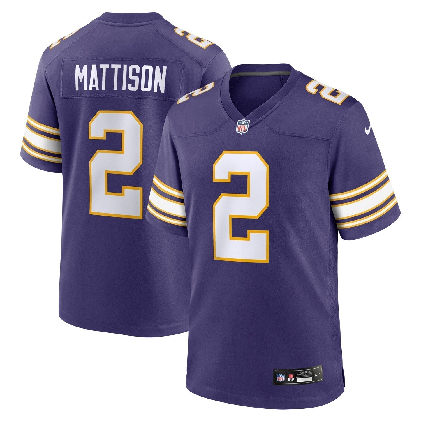 Alexander Mattison Minnesota Vikings Classic Game Jersey - Purple football jersey product view 1