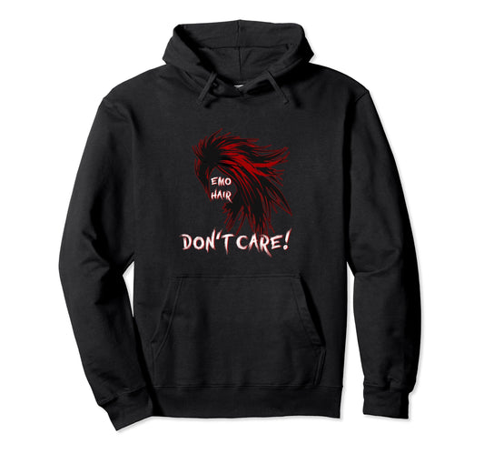 1990S 2000S Pop Emo Hair Dont Care Burgundy Hoodie - Novelty Apparel Unisex - T-Shirt, Sweatshirt, Hoodie