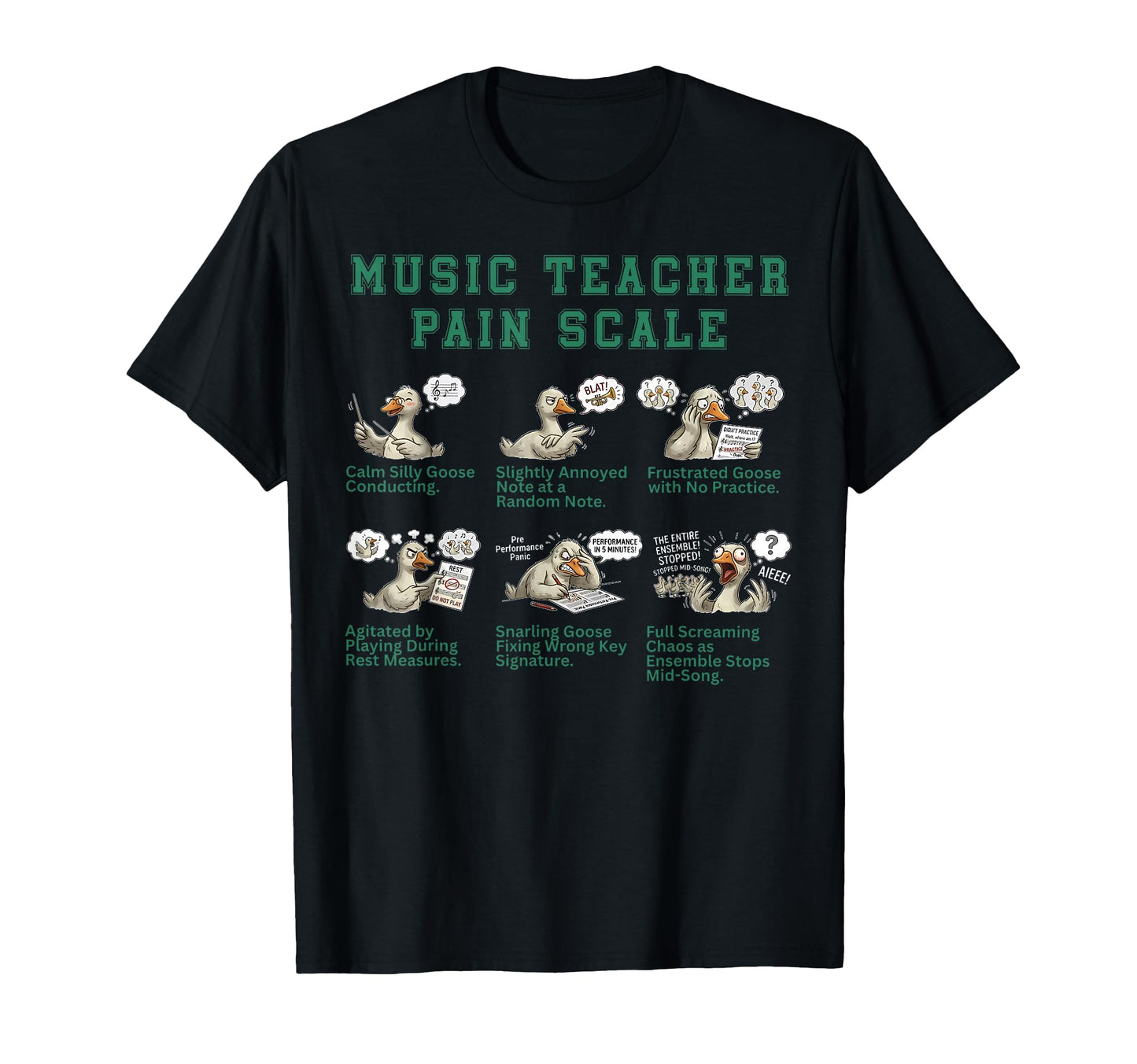 Music Teacher Pain Scale Funny Silly T-Shirt - Novelty Apparel Unisex - T-Shirt, Sweatshirt, Hoodie