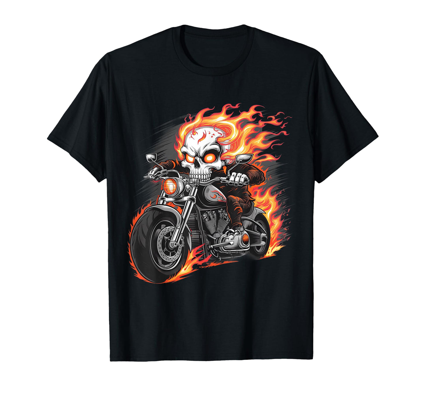 Motorcyclist Flaming Skull Biker T-Shirt - Minimalist Print for Adults - T-Shirt, Sweatshirt, Hoodie