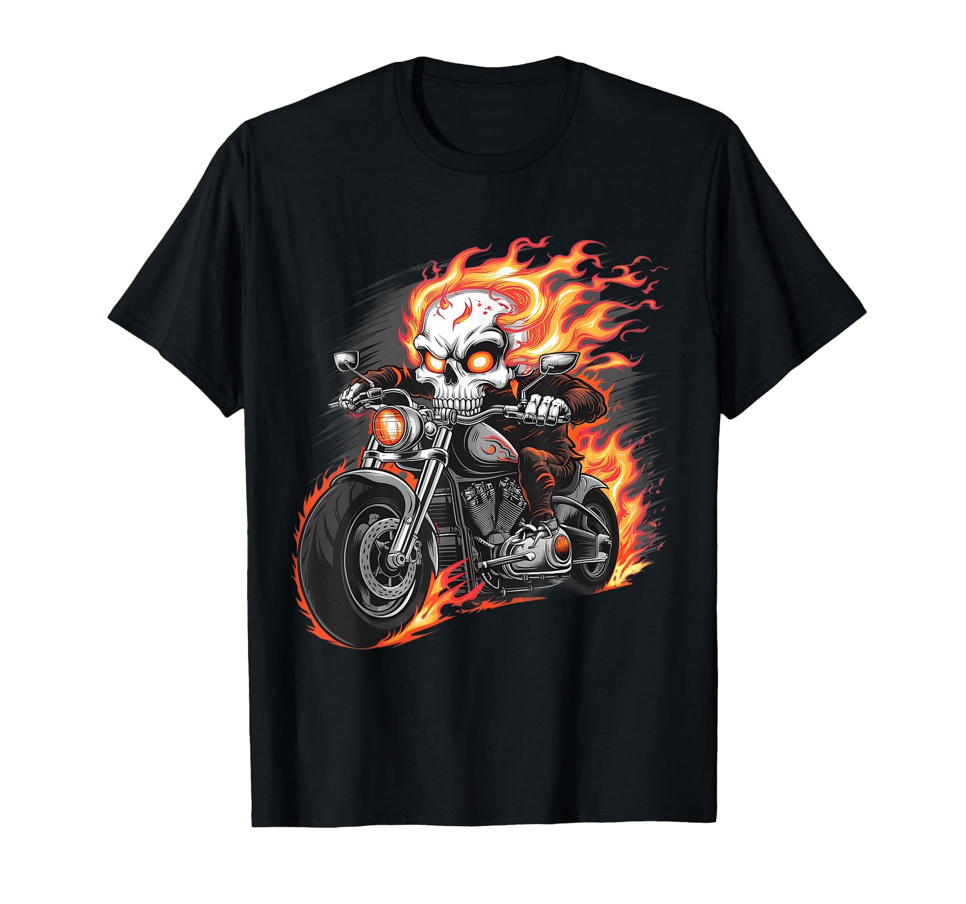 Motorcyclist Flaming Skull Biker T-Shirt - Minimalist Print for Adults - T-Shirt, Sweatshirt, Hoodie