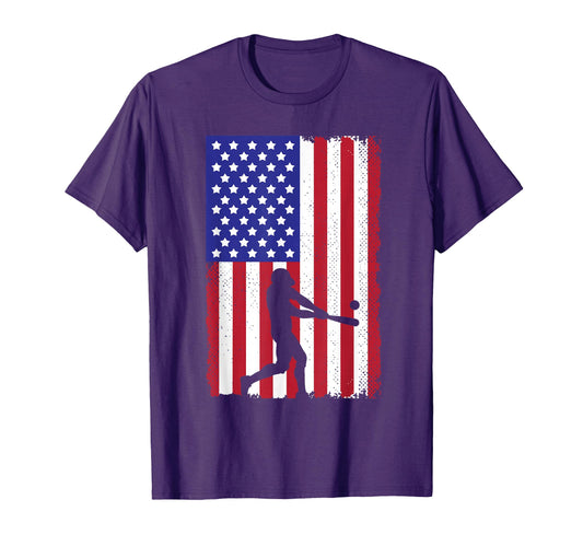 Baseball Usa Player Us American Flag T-Shirt - Custom Art Print Unisex - T-Shirt, Sweatshirt, Hoodie
