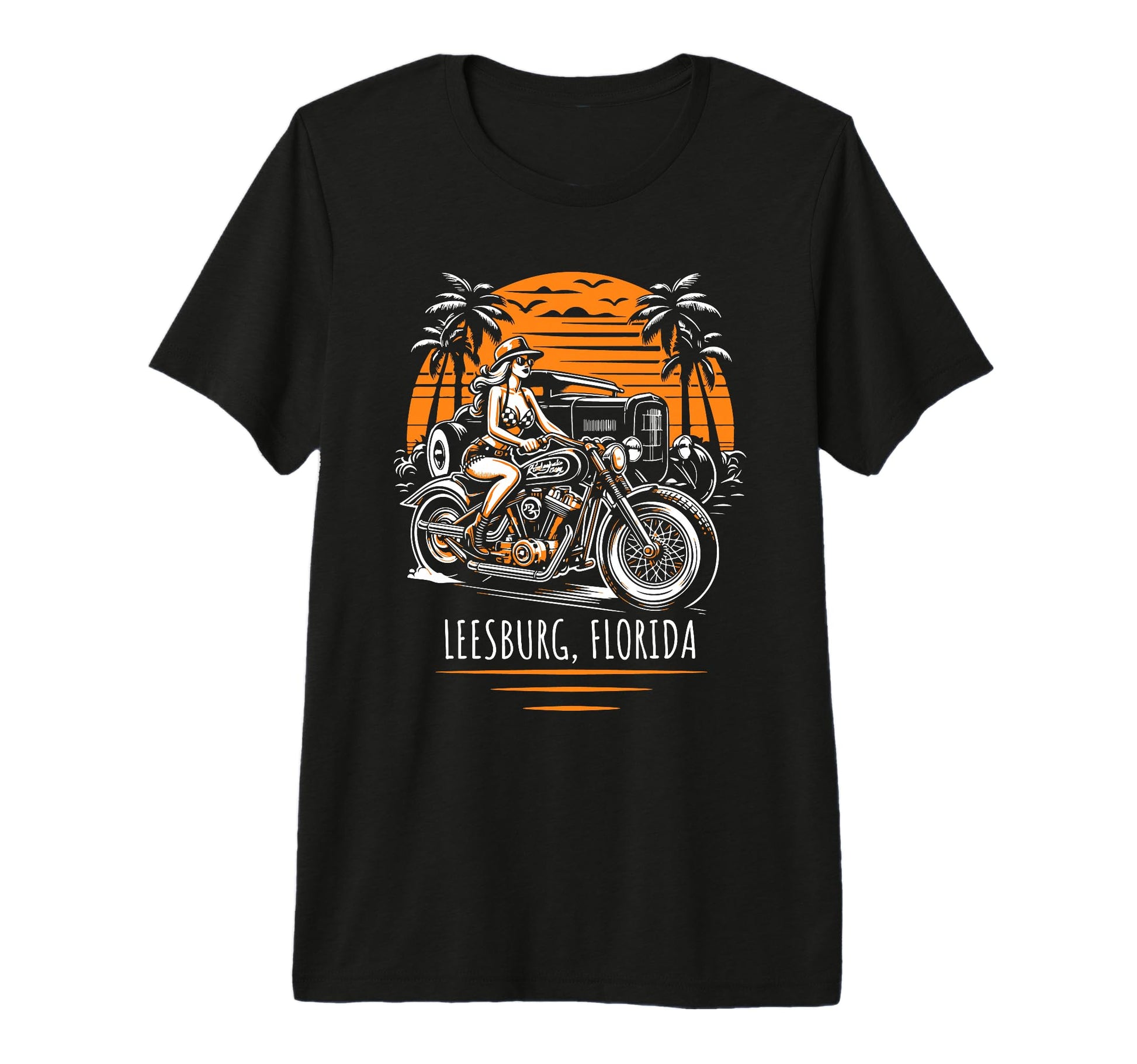 Leesburg Florida Motorcycle Hotrod T-Shirt - Fun Novelty Design Men Women - T-Shirt, Sweatshirt, Hoodie