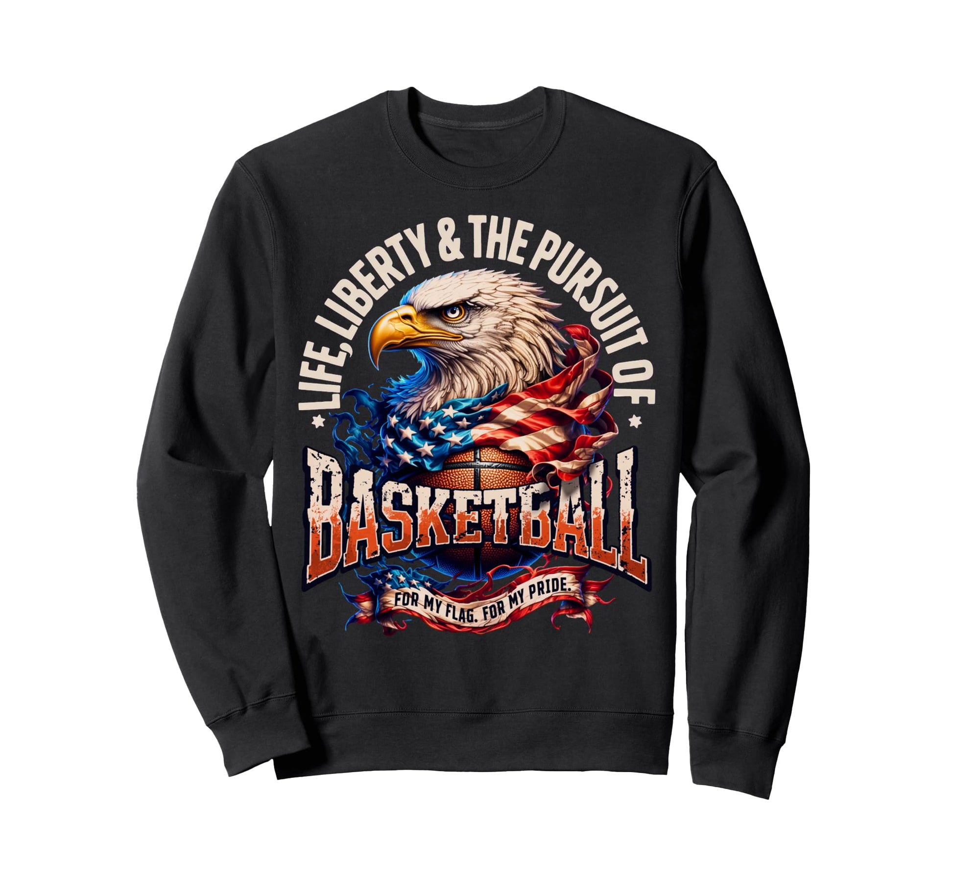 Proud Basketball Eagle American Sweatshirt - Aesthetic Graphic Men Women - T-Shirt, Sweatshirt, Hoodie