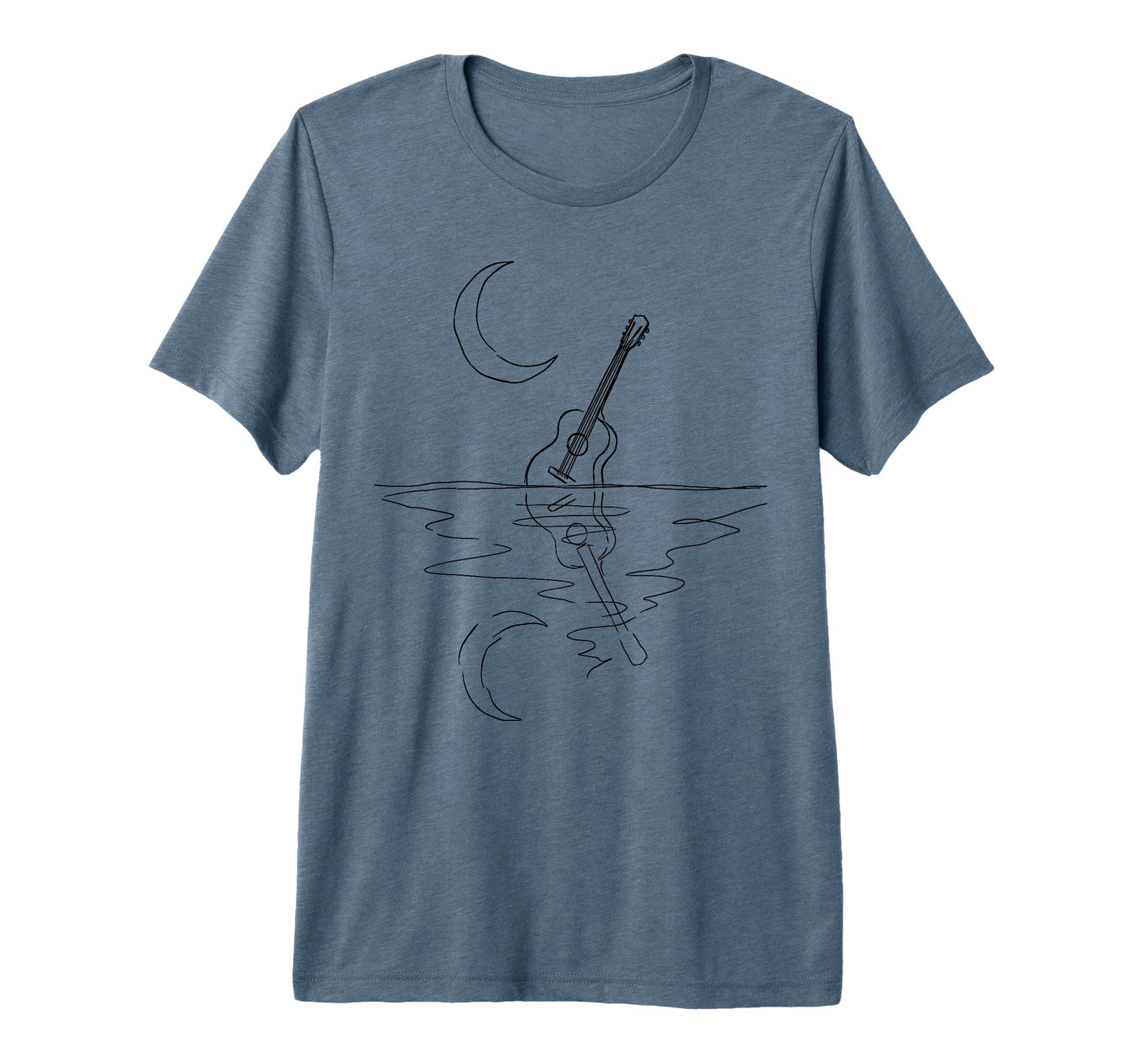 Guitar Lake Reflection Shadow Musician T-Shirt - Novelty Apparel Men Women - T-Shirt, Sweatshirt, Hoodie