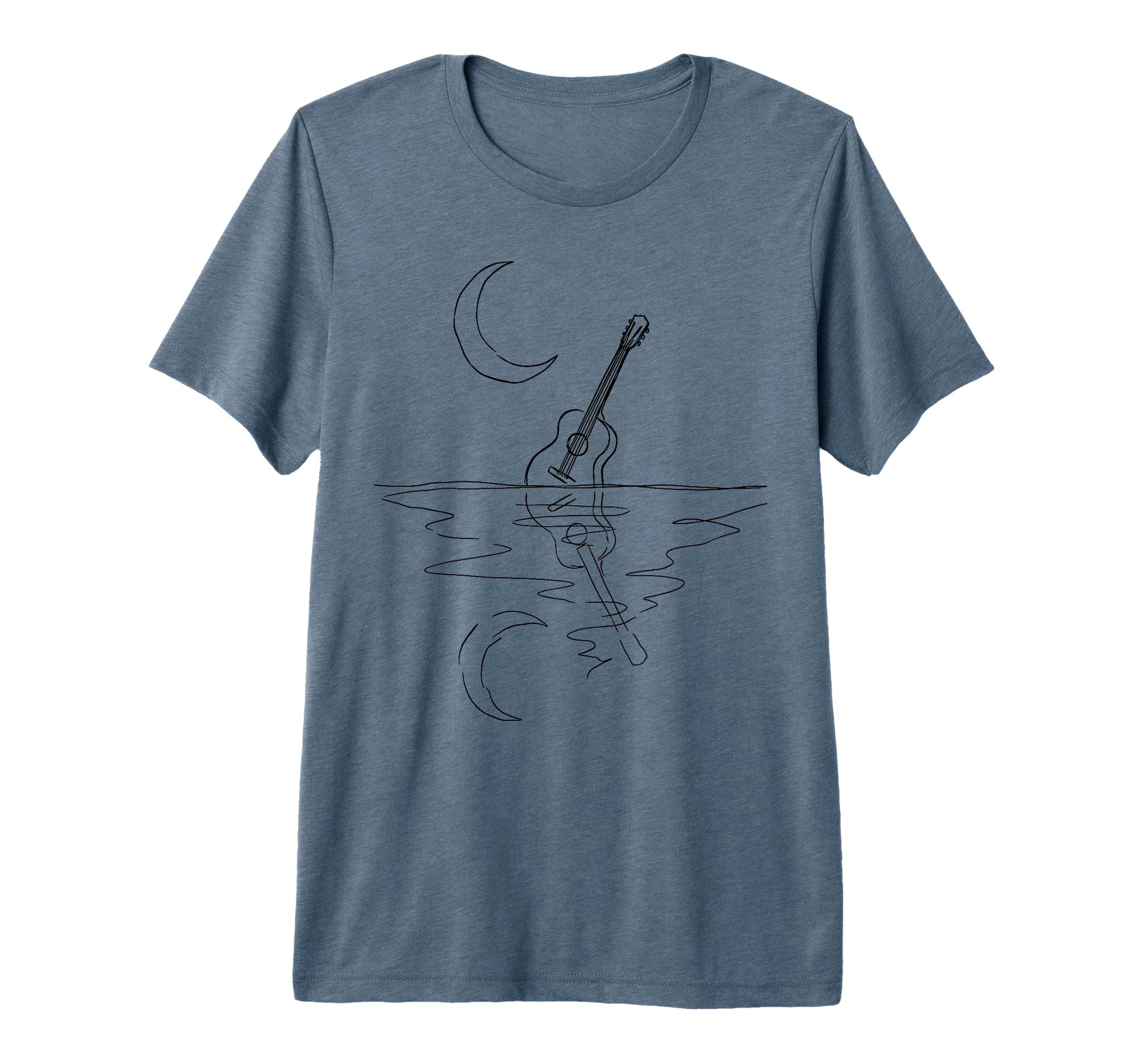 Guitar Lake Reflection Shadow Musician T-Shirt - Novelty Apparel Men Women - T-Shirt, Sweatshirt, Hoodie