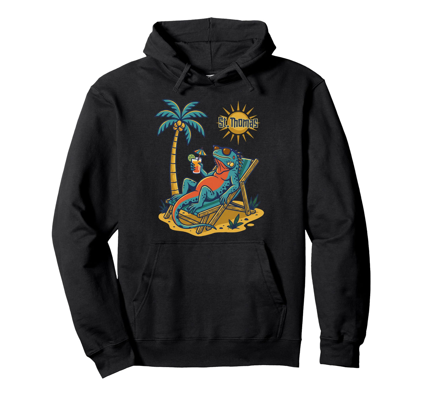 St Thomas Iguana Beach Hoodie - Novelty Apparel for Adults - T-Shirt, Sweatshirt, Hoodie