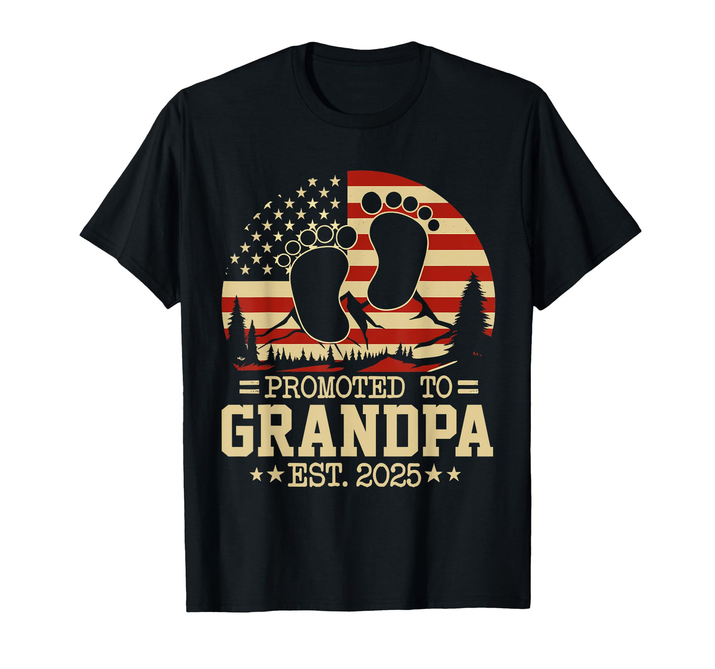 Promoted To Grandpa Est 2025 Usa Flag T-Shirt - Fun Novelty Design Unisex - T-Shirt, Sweatshirt, Hoodie