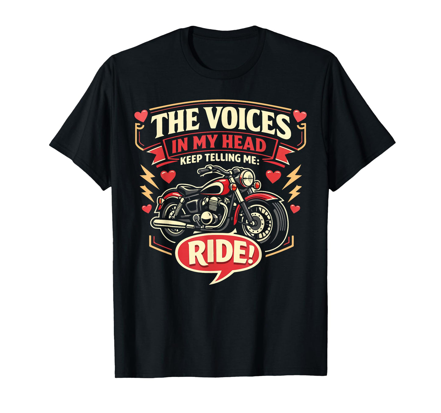 Motorcycle Biker Voices My Head T-Shirt - Casual Everyday Wear for Adults - T-Shirt, Sweatshirt, Hoodie