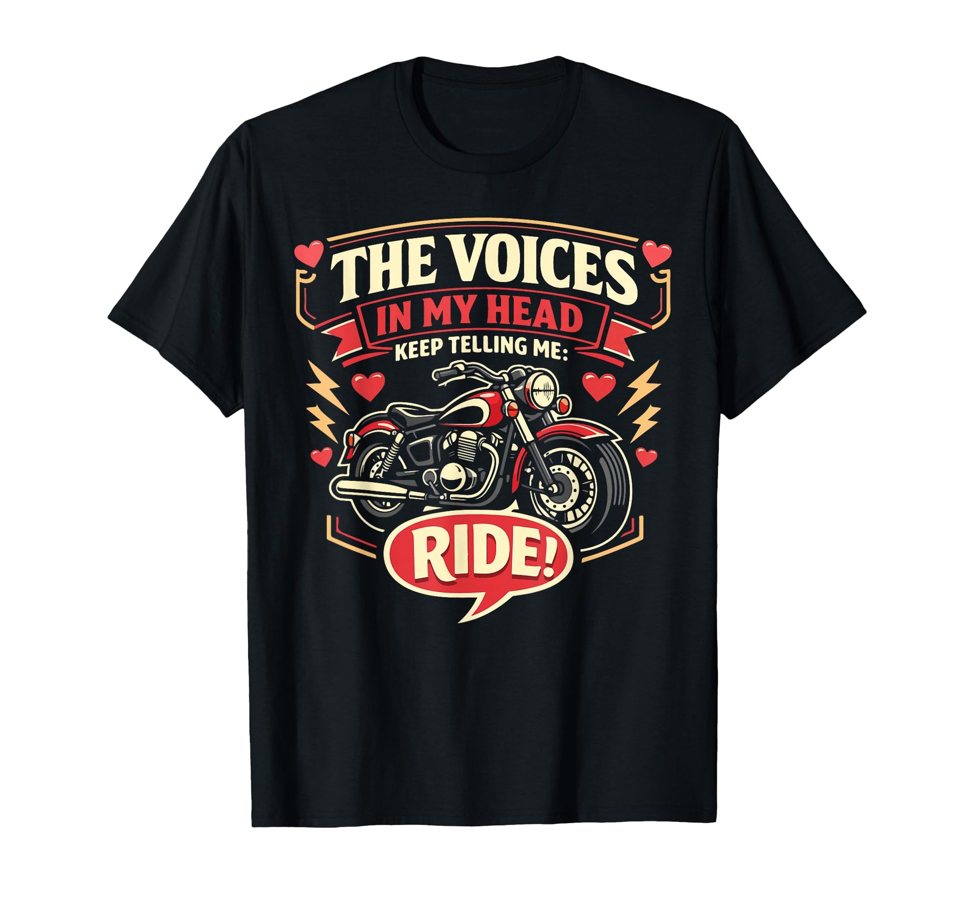 Motorcycle Biker Voices My Head T-Shirt - Casual Everyday Wear for Adults - T-Shirt, Sweatshirt, Hoodie