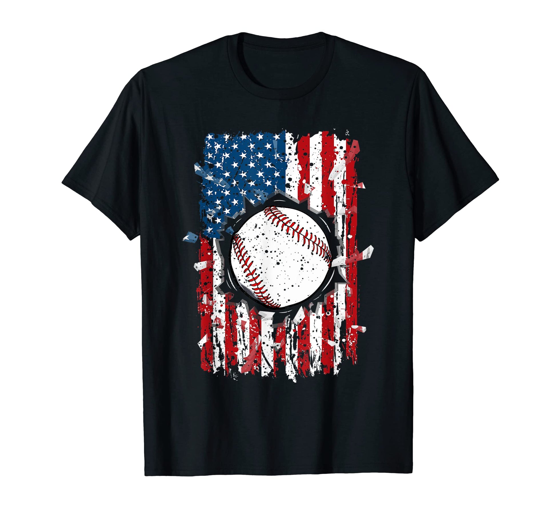 American Flag Baseball Patriotic Us T-Shirt - Custom Art Print for Adults - T-Shirt, Sweatshirt, Hoodie