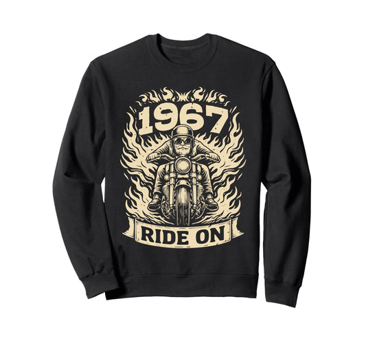 Biker 1967 Ride Birthday Sweatshirt - Aesthetic Graphic for Adults - T-Shirt, Sweatshirt, Hoodie