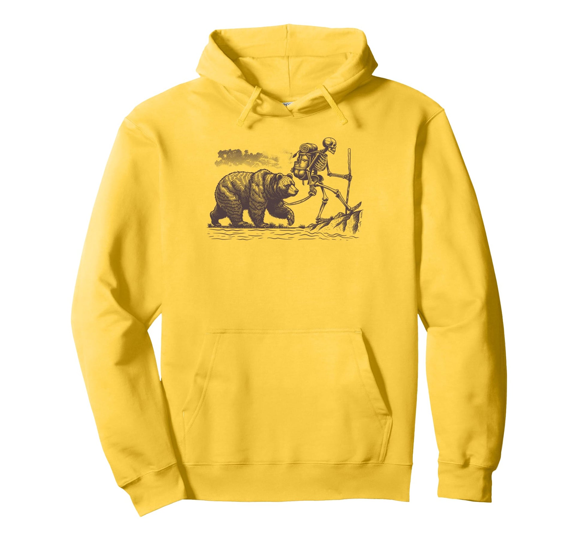 Skeleton Bear Camping Fishing Fathers Day Hoodie - Unique Graphic Men Women - T-Shirt, Sweatshirt, Hoodie