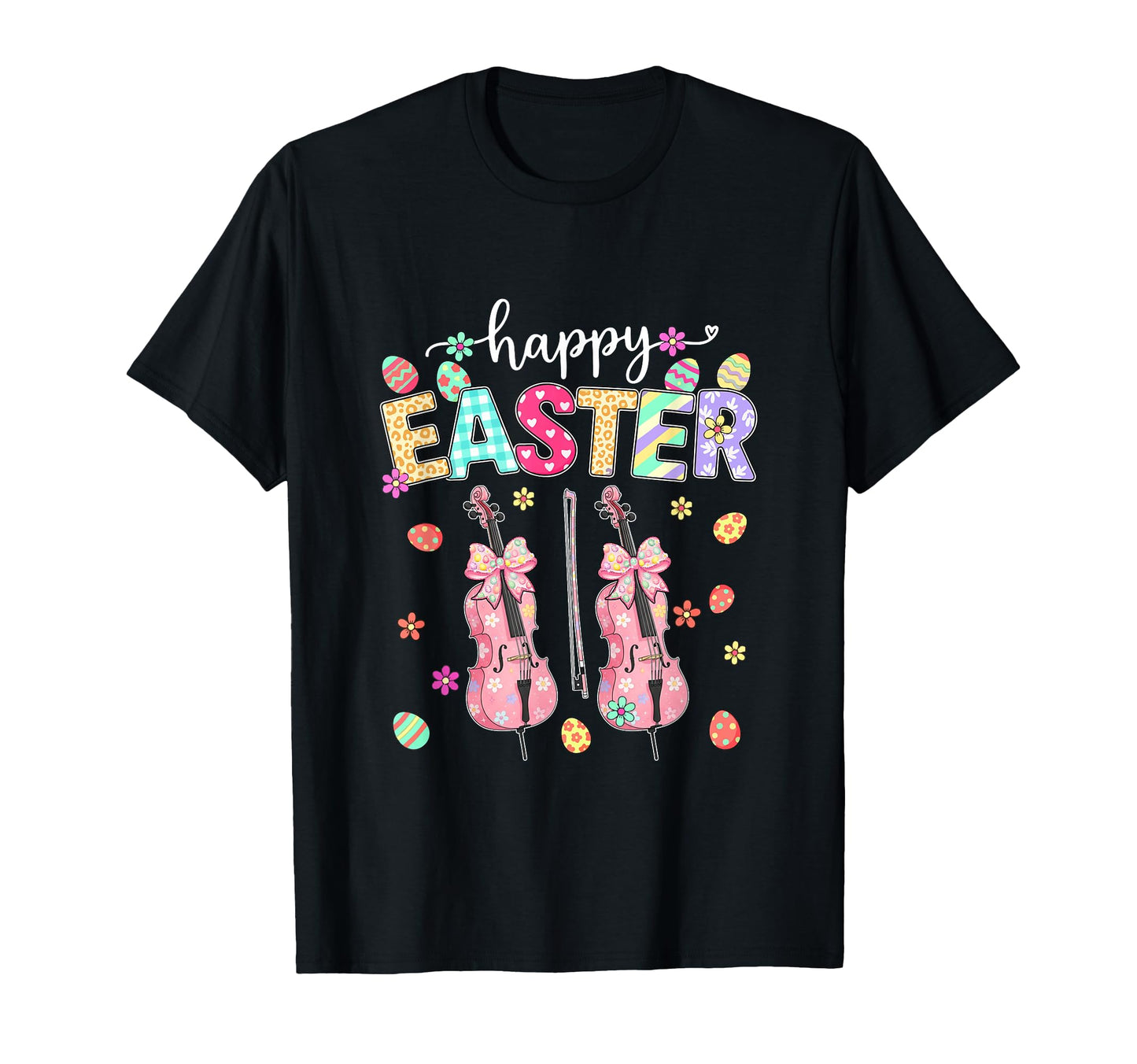 Happy Easter Cello Player Bow Tie T-Shirt - Graphic Print Men Women - T-Shirt, Sweatshirt, Hoodie