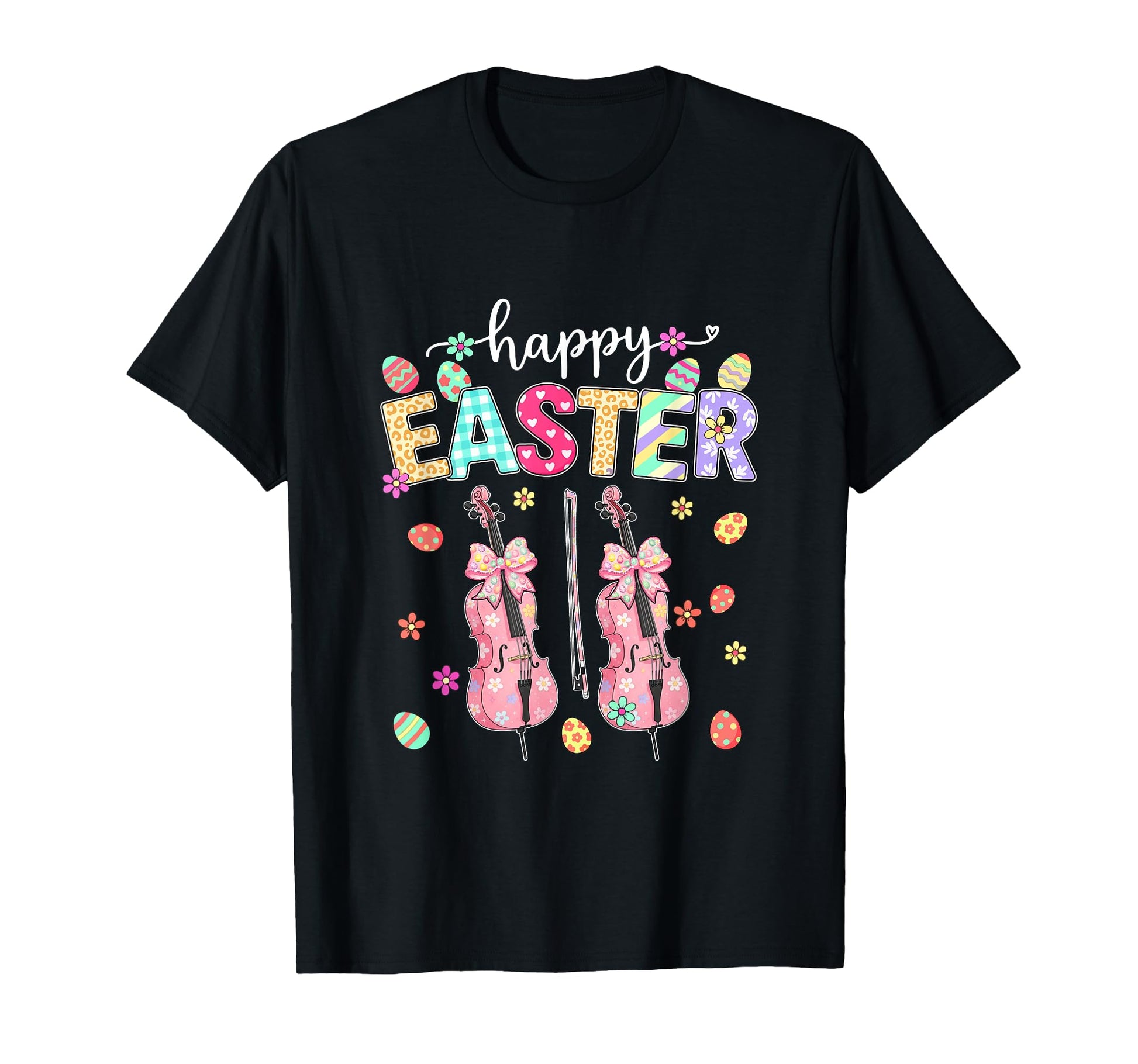 Happy Easter Cello Player Bow Tie T-Shirt - Graphic Print Men Women - T-Shirt, Sweatshirt, Hoodie
