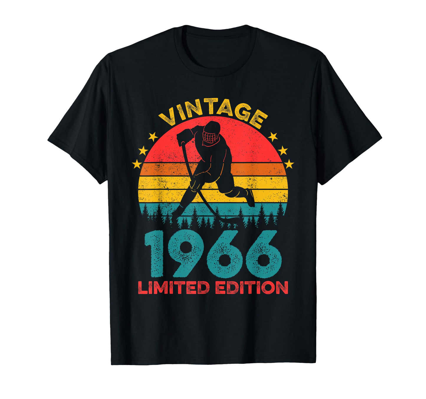 Hockey Player 1966 Sunset Birthday T-Shirt - Trendy Graphic Men Women - T-Shirt, Sweatshirt, Hoodie