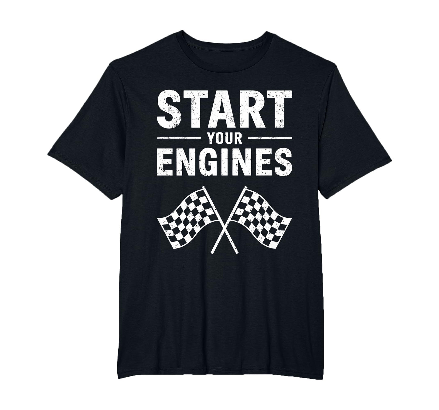 Start Your Engines Checkered Flag T-Shirt - Minimalist Print for Adults - T-Shirt, Sweatshirt, Hoodie