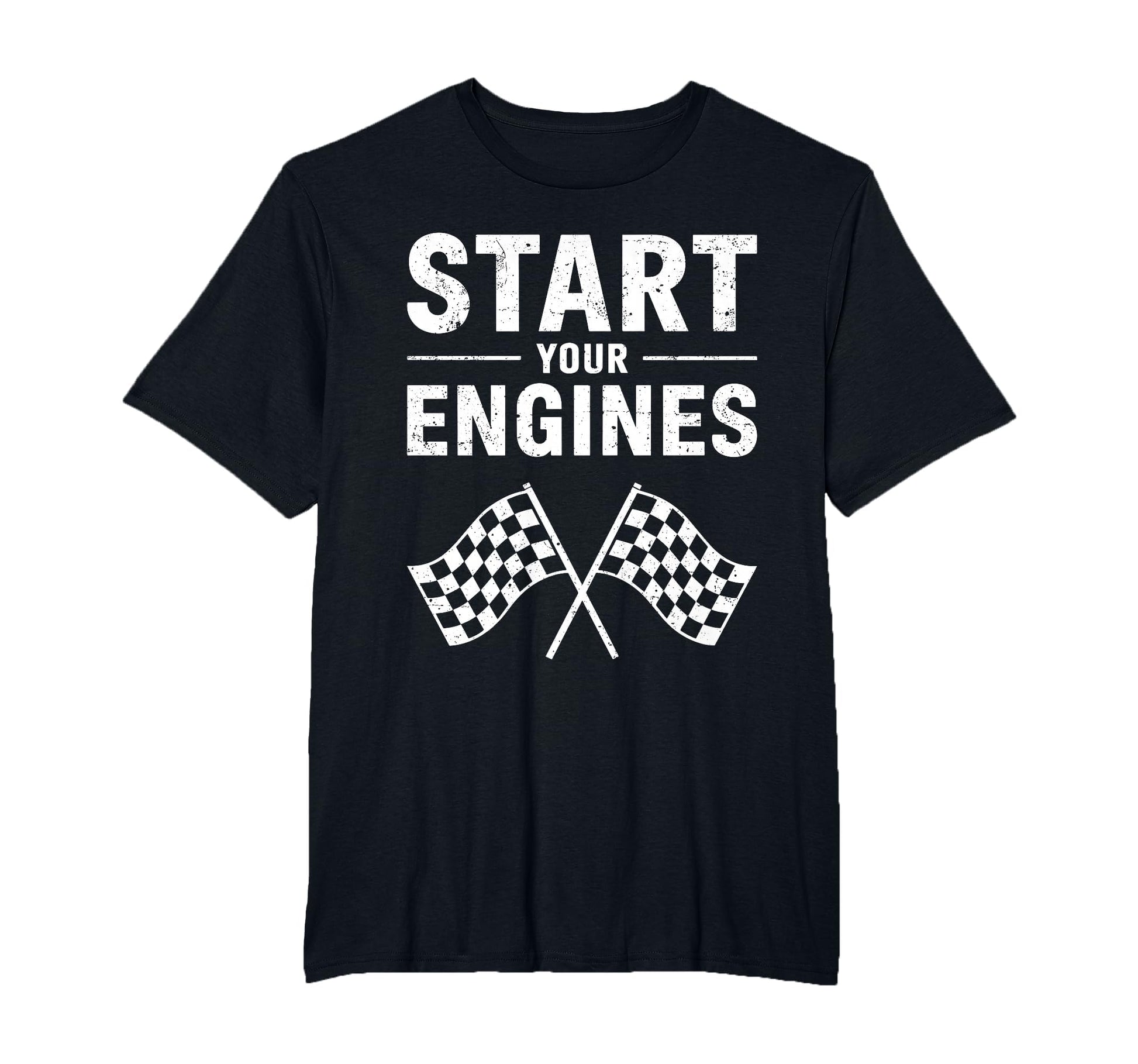 Start Your Engines Checkered Flag T-Shirt - Minimalist Print for Adults - T-Shirt, Sweatshirt, Hoodie