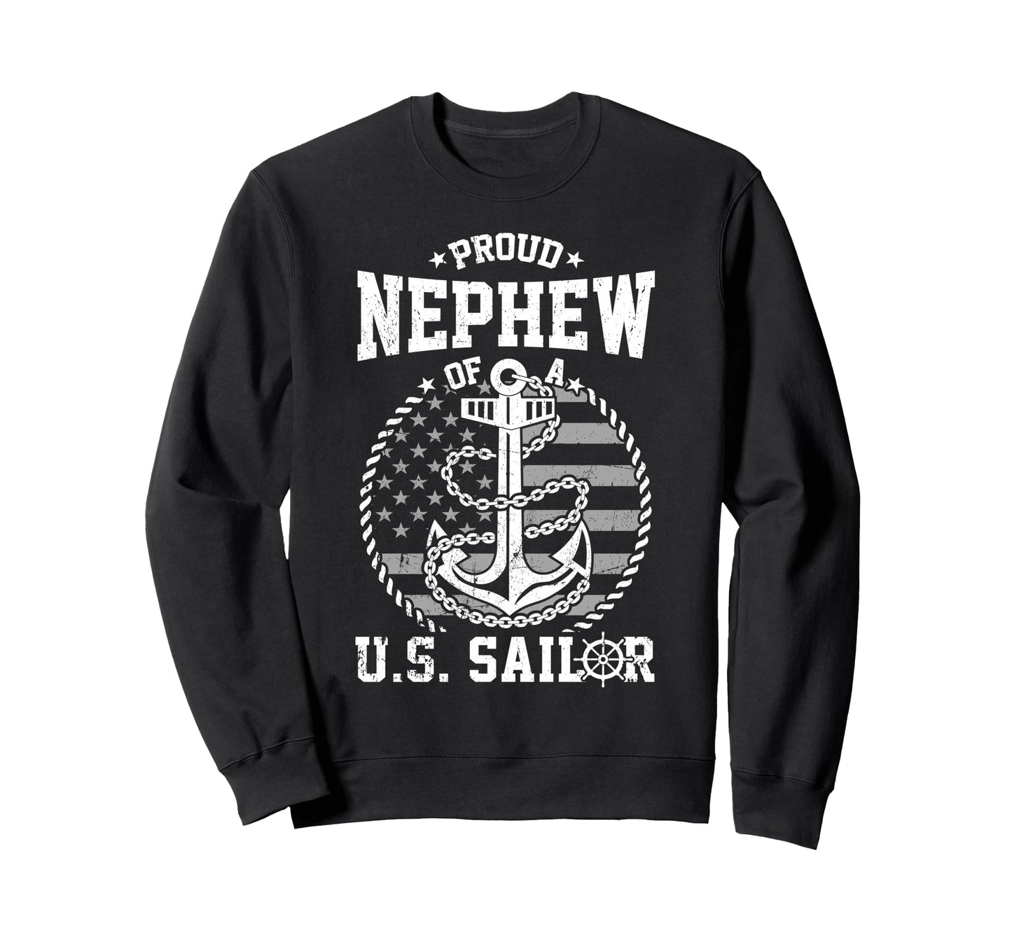 Proud Nephew Us Sailor Anchor Flag Sweatshirt - Novelty Apparel Men Women - T-Shirt, Sweatshirt, Hoodie