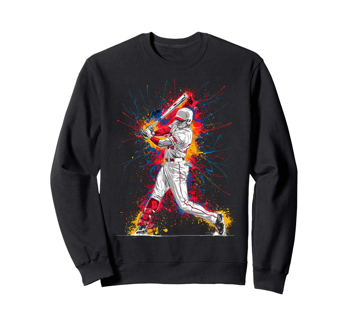 Paint Splash Baseball Player Coach Sweatshirt - Aesthetic Graphic Unisex - T-Shirt, Sweatshirt, Hoodie