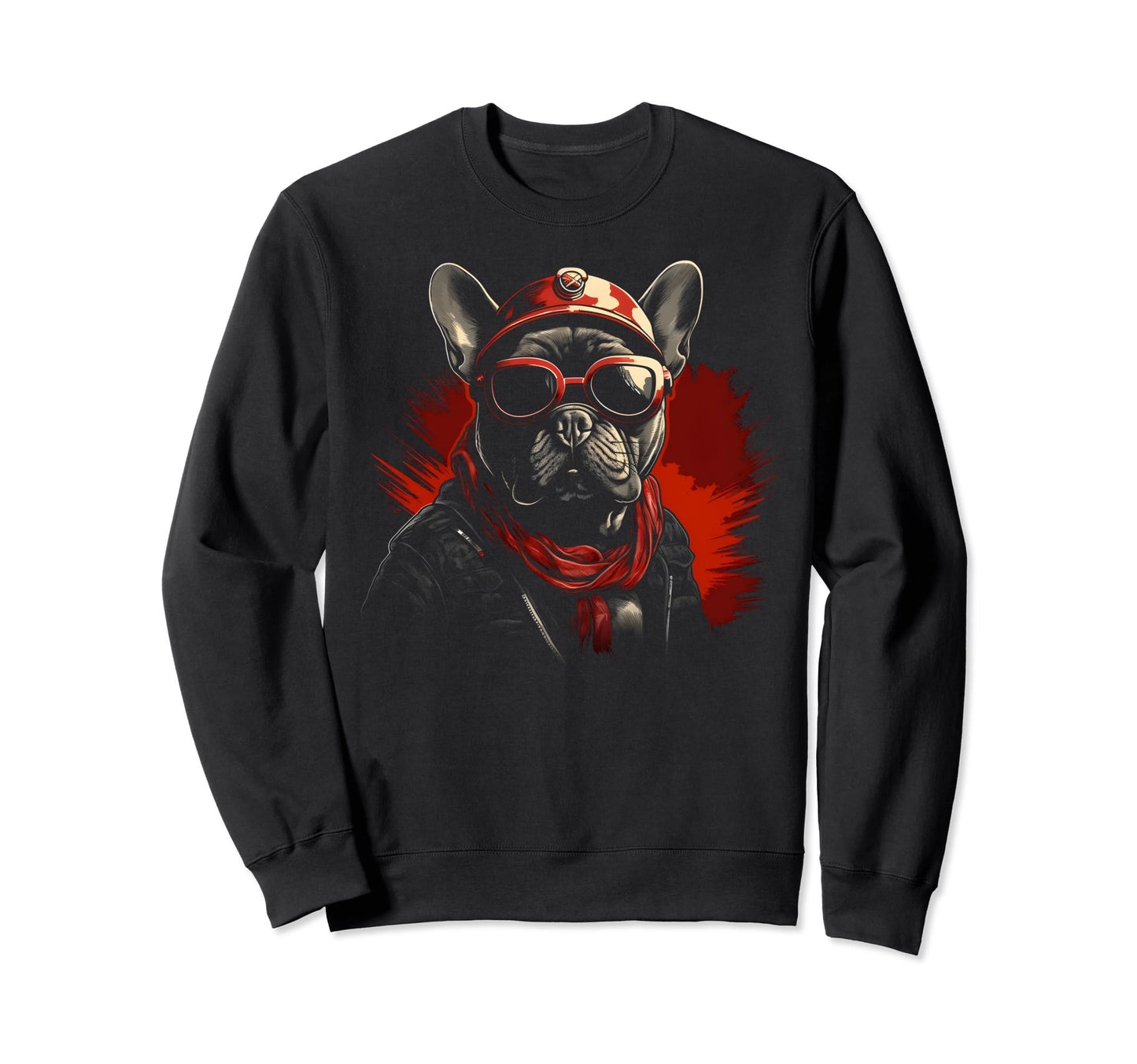 Motorcycle Dad Biker Dog Funny French Sweatshirt - Graphic Print Unisex - T-Shirt, Sweatshirt, Hoodie