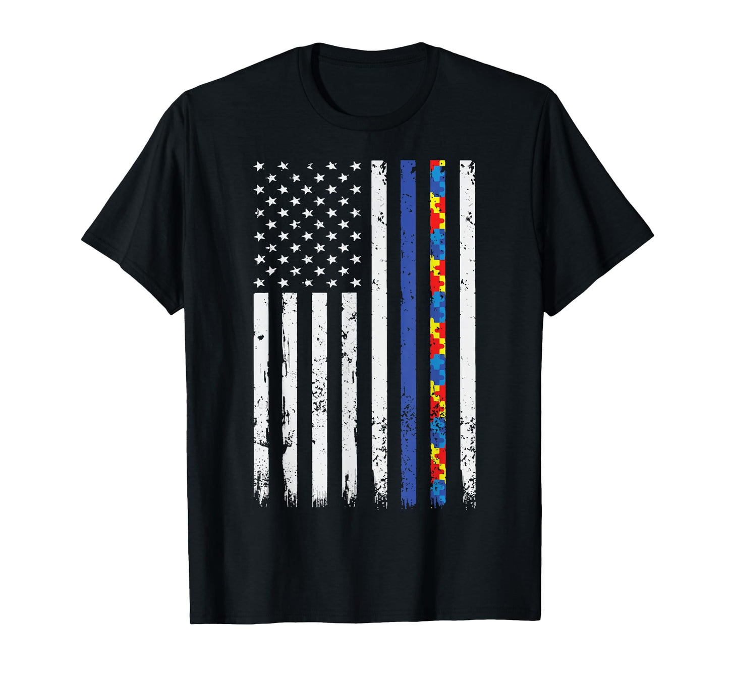 Thin Blue Line Police Support Autism T-Shirt - Streetwear Style Men Women - T-Shirt, Sweatshirt, Hoodie