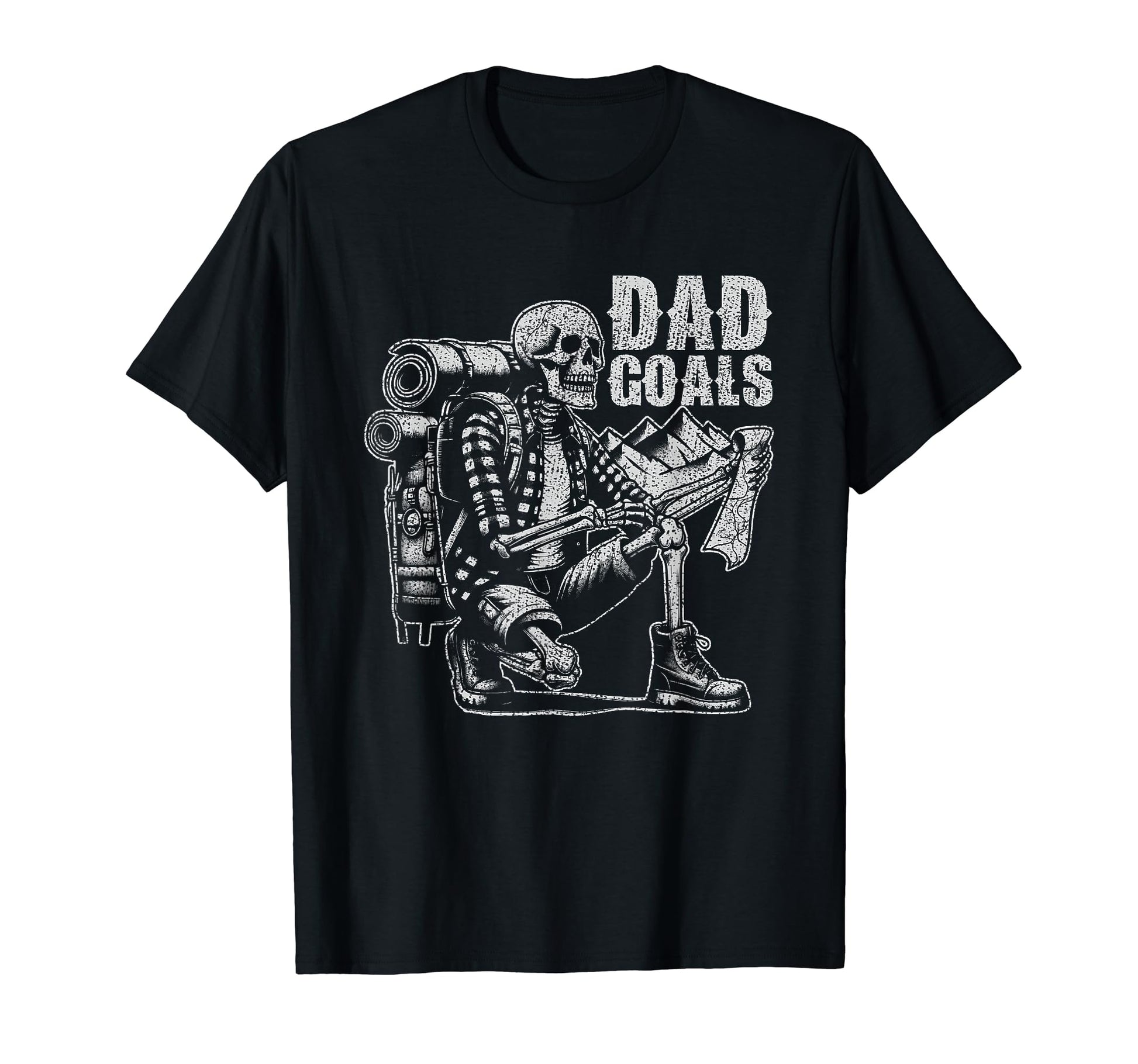 Dad Goals Distressed Hiking Dad Puns T-Shirt - Casual Everyday Wear Unisex - T-Shirt, Sweatshirt, Hoodie