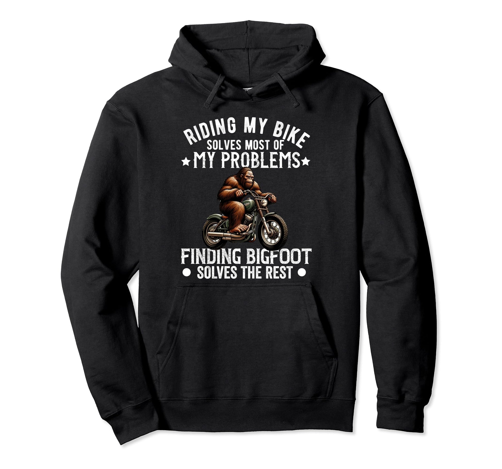 Motorcycle Bigfoot Sasquatch Dad Biker Hoodie - Aesthetic Graphic Unisex - T-Shirt, Sweatshirt, Hoodie