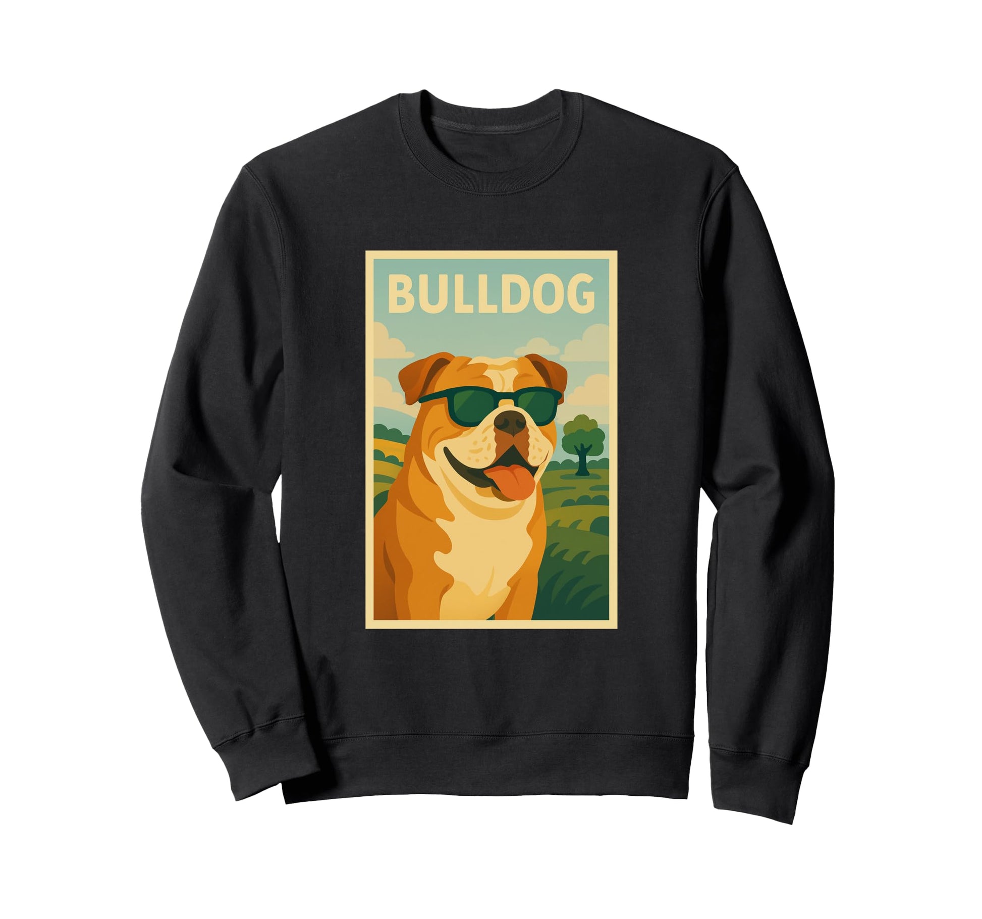 Bulldog Art Minimalist Pop Art English Sweatshirt - Unique Graphic Unisex - T-Shirt, Sweatshirt, Hoodie
