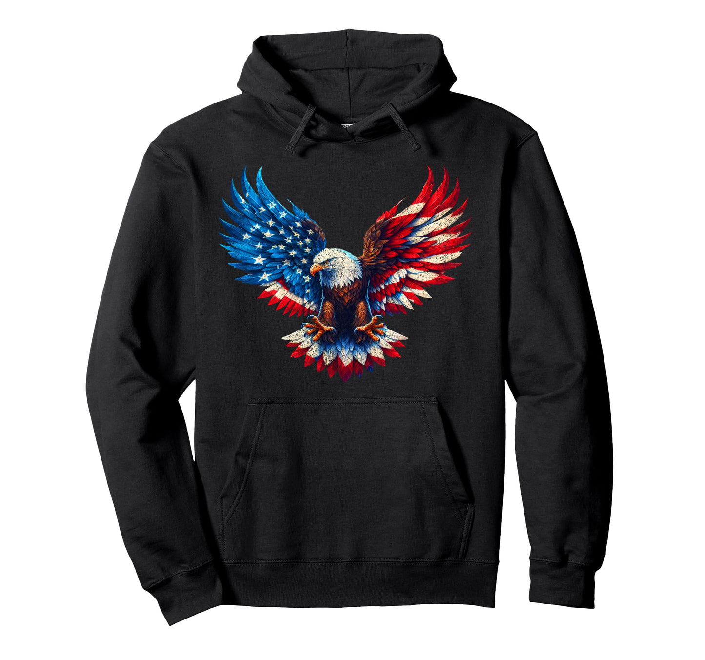 American Flag Bald Eagle Patriotic Hoodie - Fun Novelty Design for Adults - T-Shirt, Sweatshirt, Hoodie