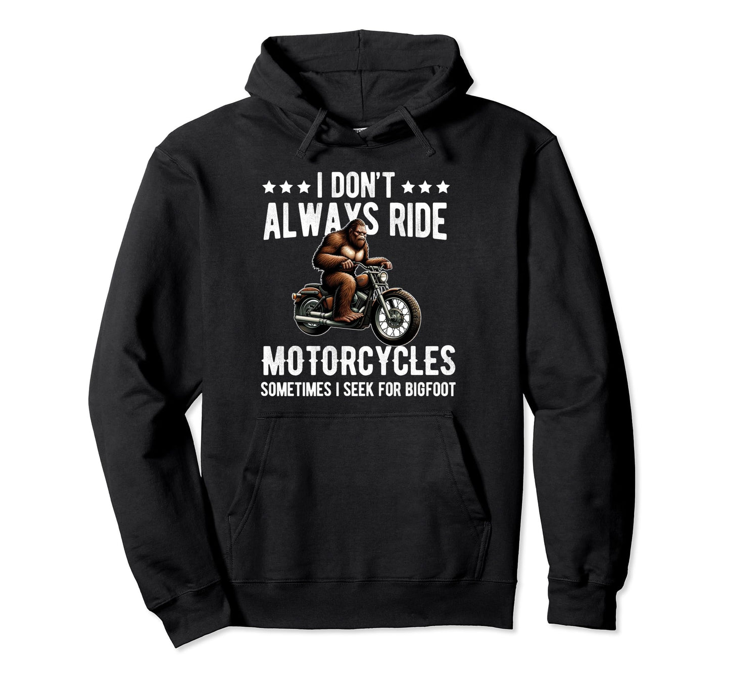 Motorcycle Bigfoot Sasquatch Dad Hoodie - Aesthetic Graphic for Adults - T-Shirt, Sweatshirt, Hoodie