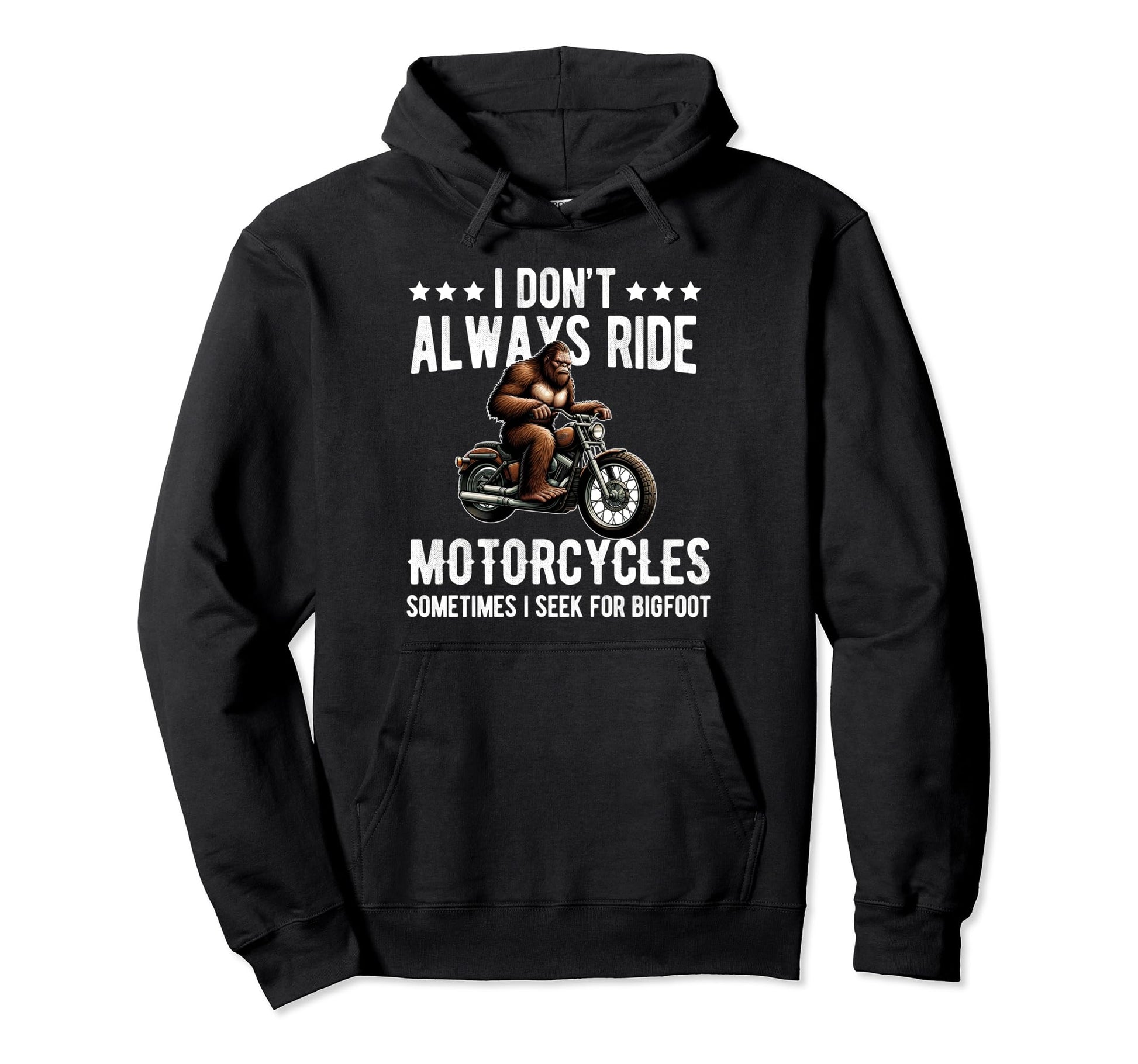 Motorcycle Bigfoot Sasquatch Dad Hoodie - Aesthetic Graphic for Adults - T-Shirt, Sweatshirt, Hoodie