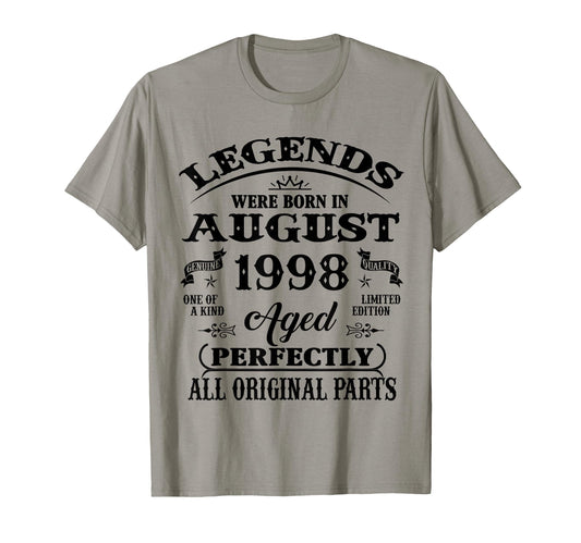 28Th Birthday Gift Legends Born August 1998 T-Shirt - Graphic Print Unisex - T-Shirt, Sweatshirt, Hoodie