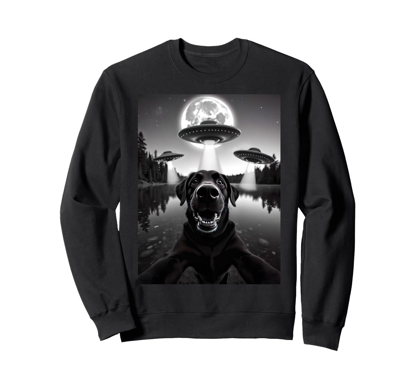 Funny Black Lab Labrador Dog Selfie Sweatshirt - Graphic Print Men Women - T-Shirt, Sweatshirt, Hoodie