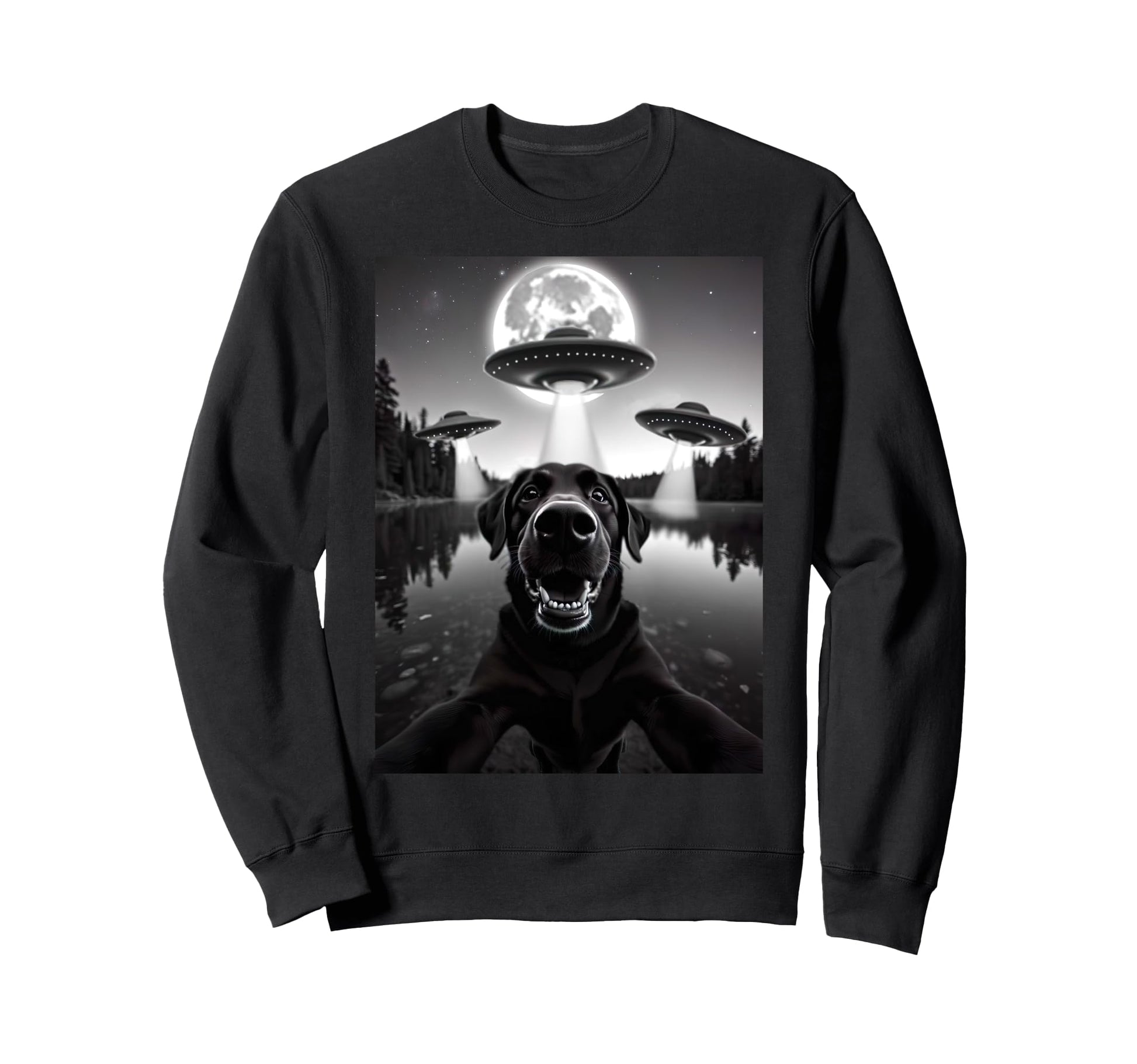 Funny Black Lab Labrador Dog Selfie Sweatshirt - Graphic Print Men Women - T-Shirt, Sweatshirt, Hoodie