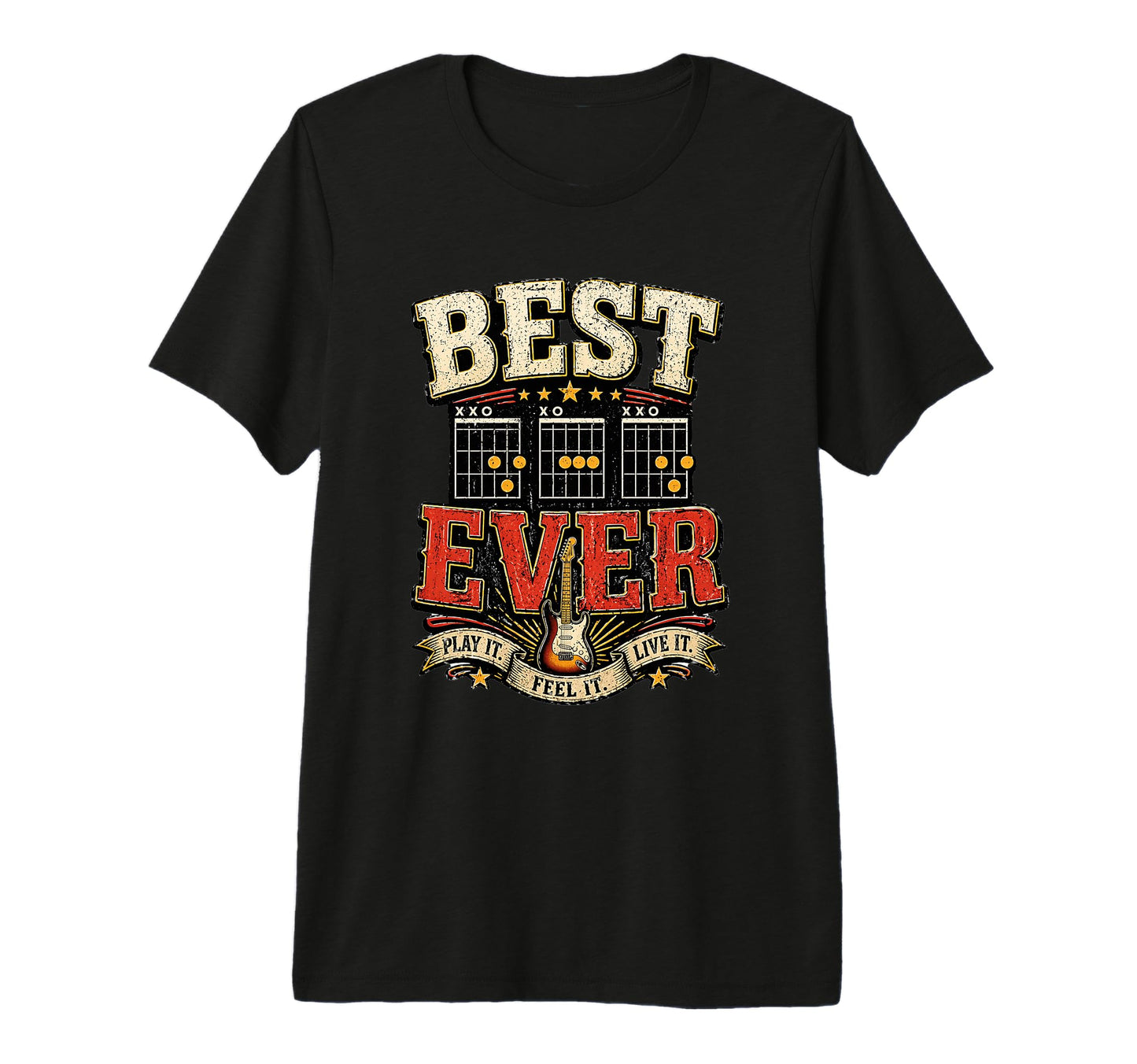 Best Dad Ever Guitar Chords Rock T-Shirt - Minimalist Print Men Women - T-Shirt, Sweatshirt, Hoodie