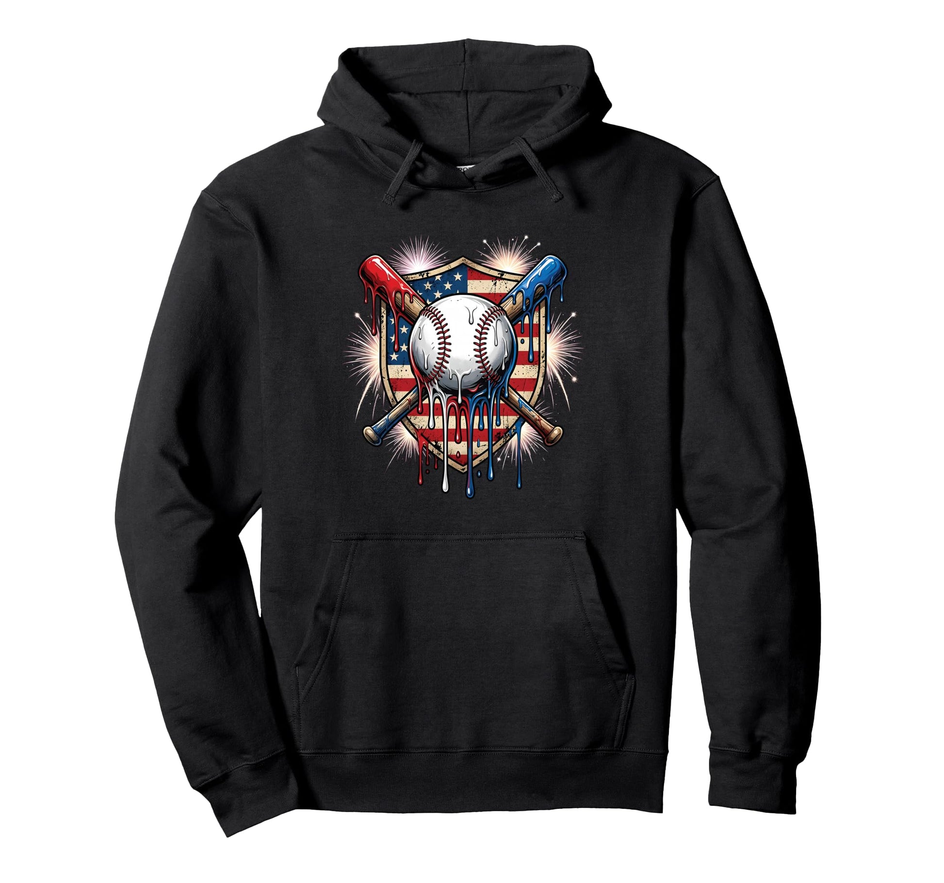 4Th July Baseball Drip Ice Cream Hoodie - Novelty Apparel for Adults - T-Shirt, Sweatshirt, Hoodie