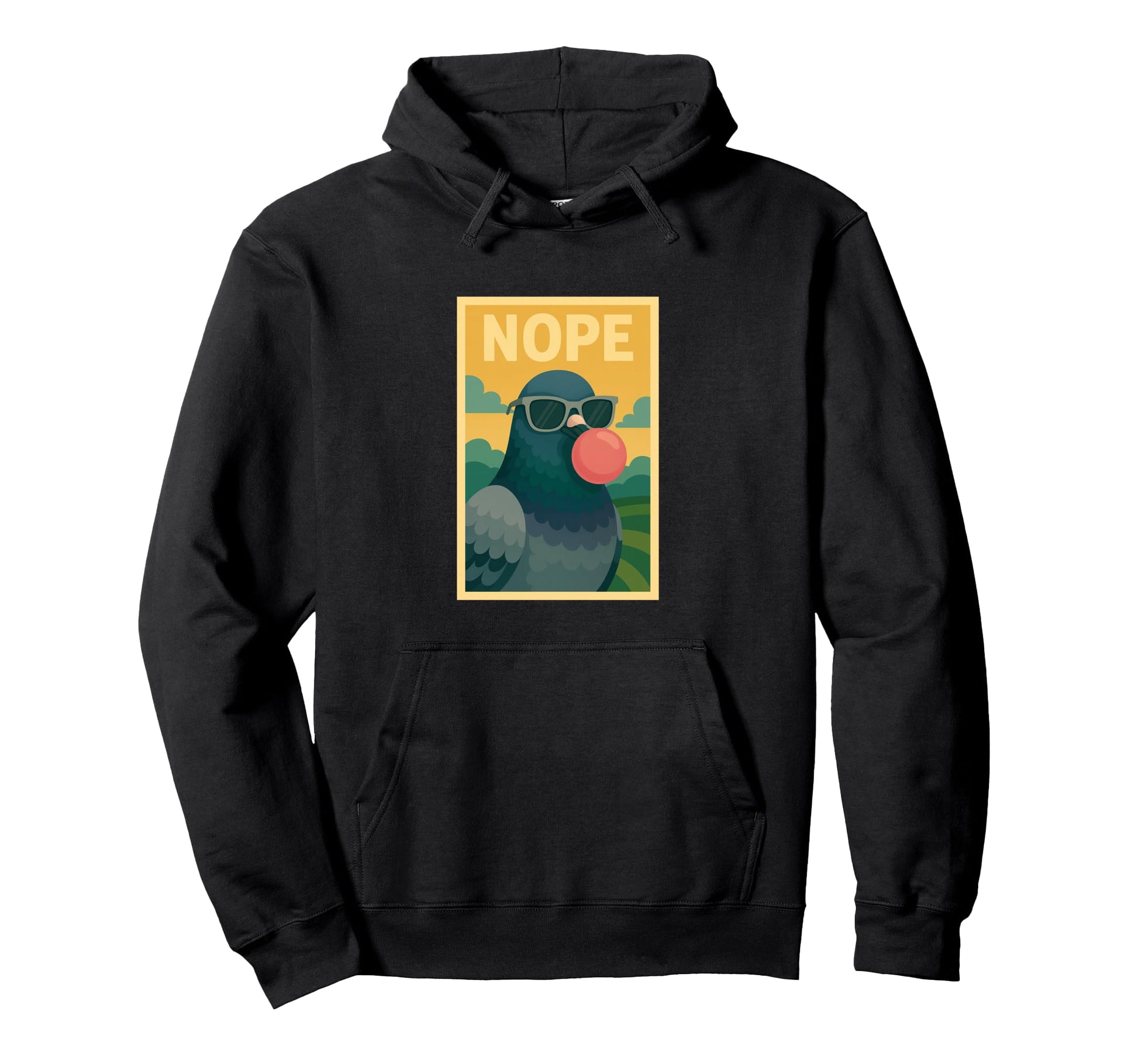 Pigeon Nope Chewing Gum Bubble Pop Art Hoodie - Custom Art Print for Adults - T-Shirt, Sweatshirt, Hoodie
