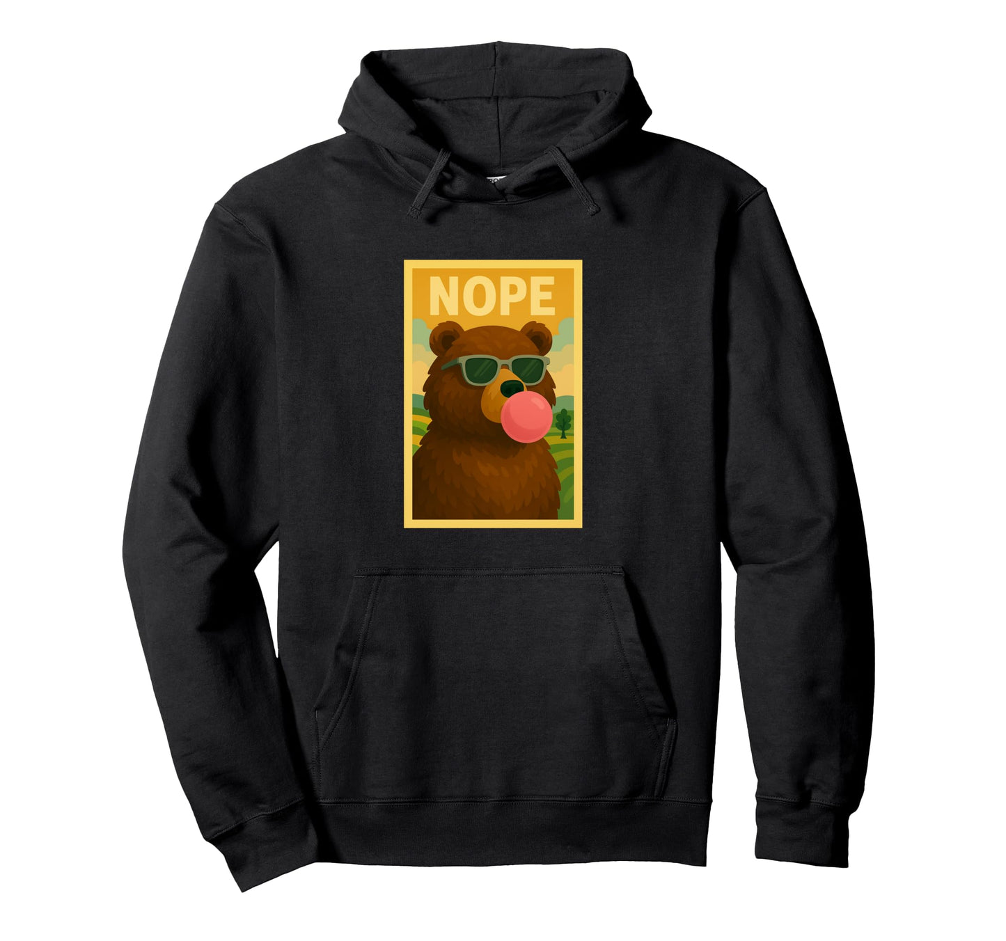 Bear Nope Chewing Gum Bubble Pop Art Hoodie - Graphic Print Unisex - T-Shirt, Sweatshirt, Hoodie