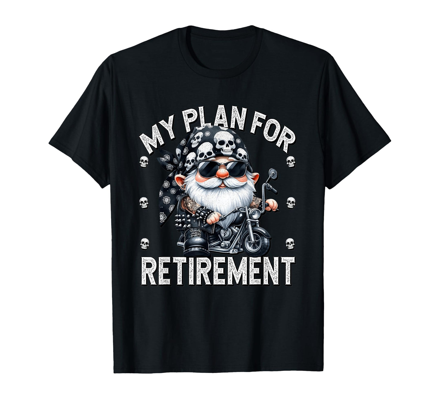 Biker Retirement Gnome Motorcycle T-Shirt - Custom Art Print Unisex - T-Shirt, Sweatshirt, Hoodie