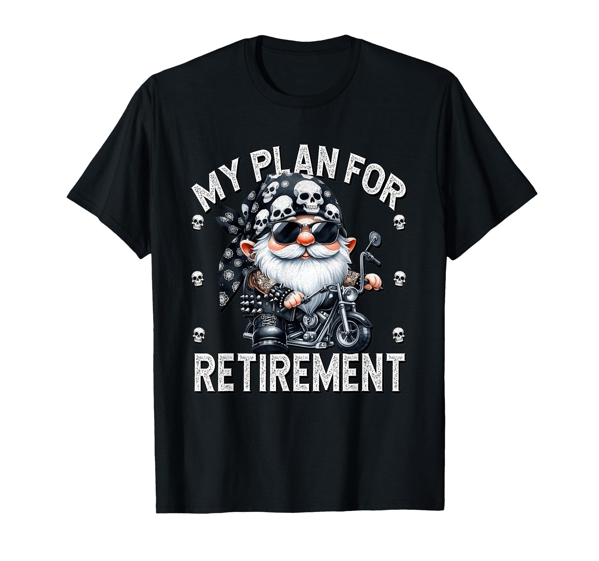 Biker Retirement Gnome Motorcycle T-Shirt - Custom Art Print Unisex - T-Shirt, Sweatshirt, Hoodie
