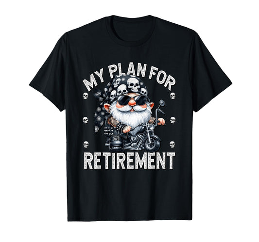 Biker Retirement Gnome Motorcycle T-Shirt - Custom Art Print Unisex - T-Shirt, Sweatshirt, Hoodie
