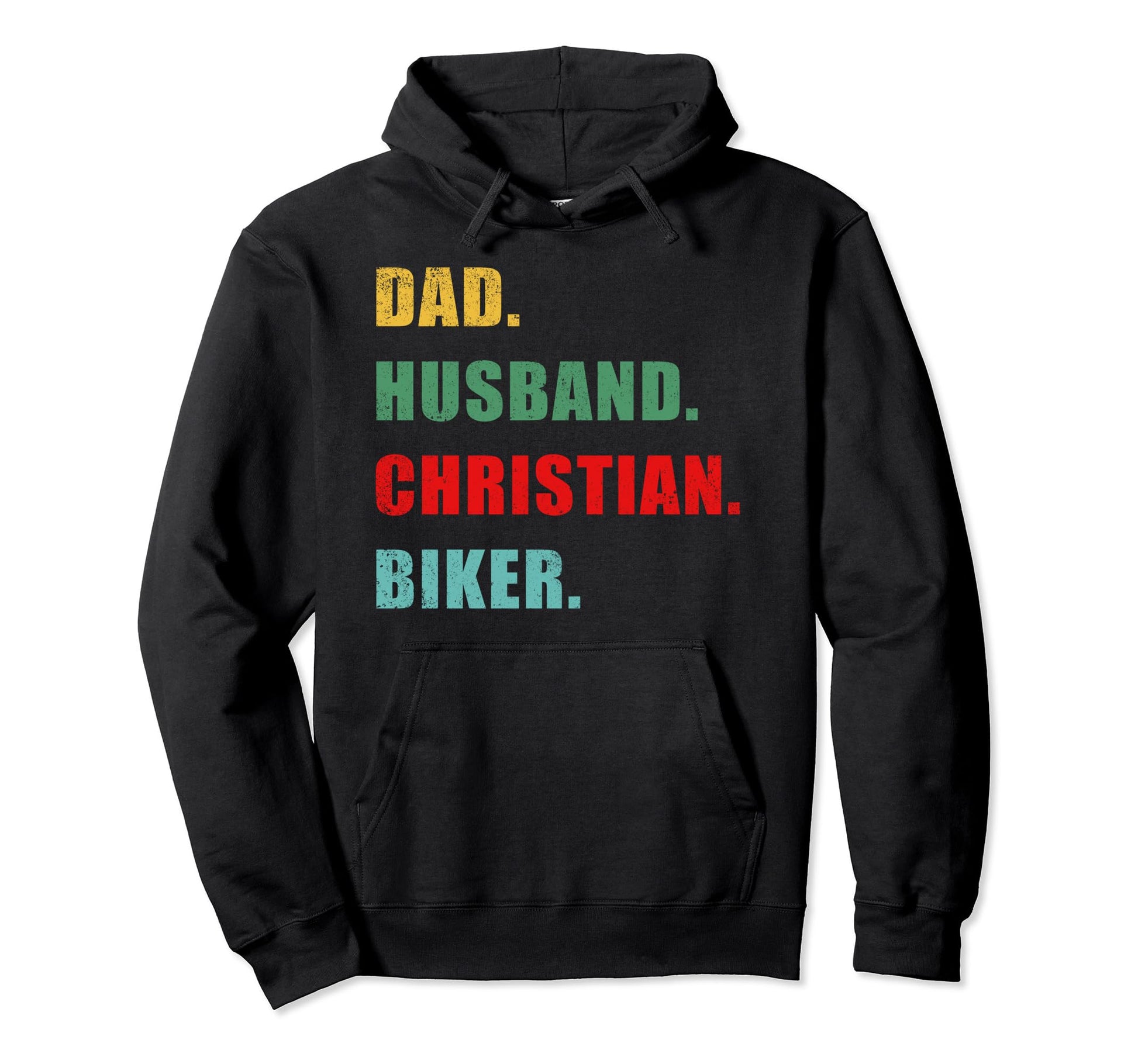 Dad Husband Christian Biker Mens Faith Hoodie - Graphic Print for Adults - T-Shirt, Sweatshirt, Hoodie