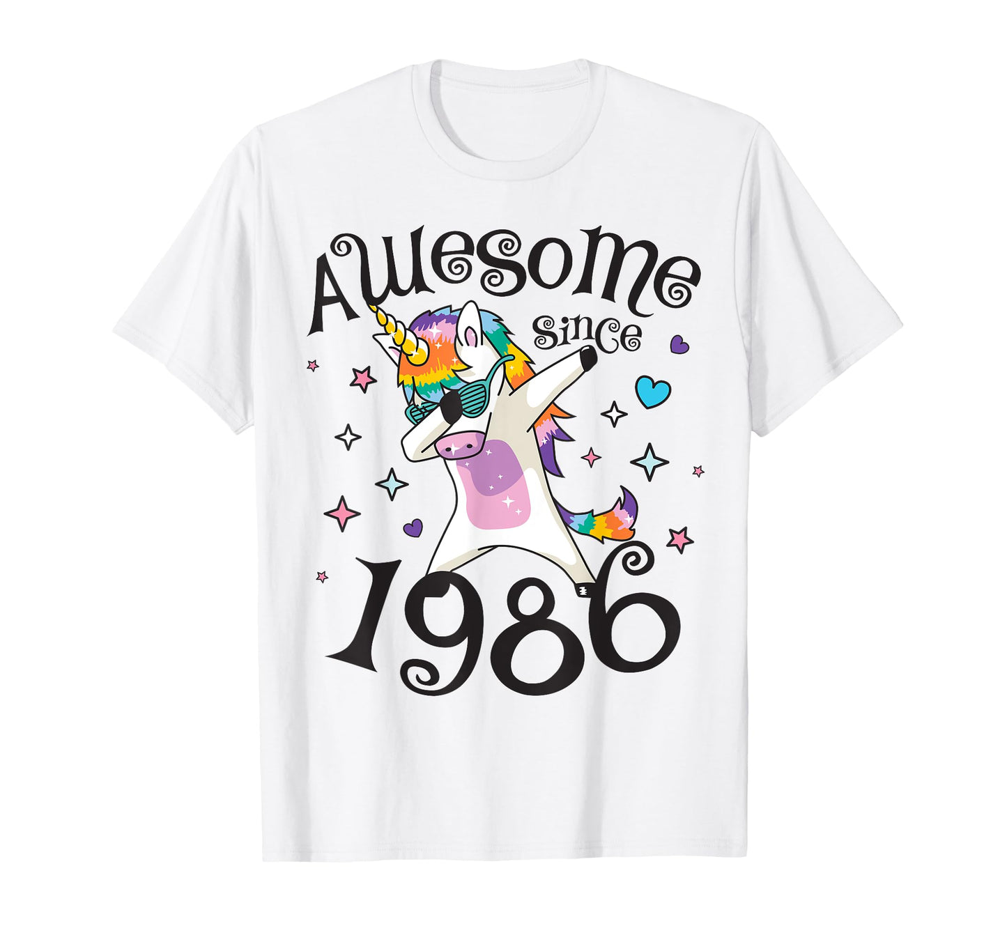 Dabbing Unicorn Awesome Since 1986 T-Shirt - Fun Novelty Design for Adults - T-Shirt, Sweatshirt, Hoodie