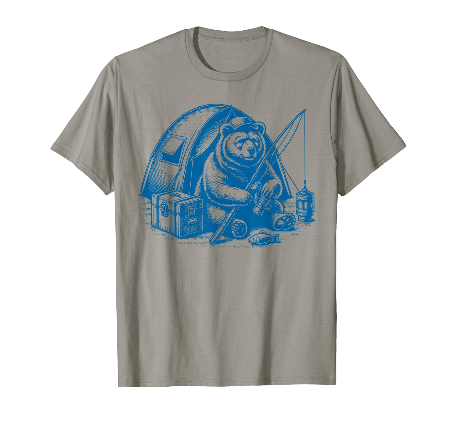 Fishing Bear Camping Fishing Fathers Day T-Shirt - Unique Graphic Unisex - T-Shirt, Sweatshirt, Hoodie